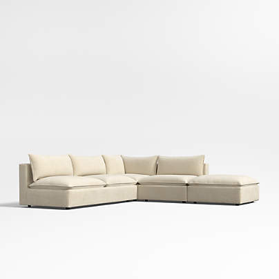Lotus Deep Modular 4-Piece L-Shaped Sectional Sofa with Ottoman