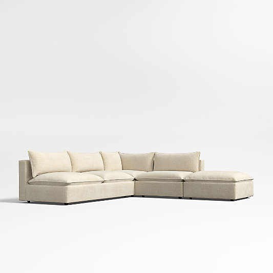Lotus Deep Modular 4-Piece L-Shaped Sectional Sofa with Ottoman