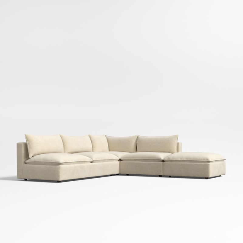 Lotus Deep Modular 4-Piece L-Shaped Sectional Sofa with Ottoman