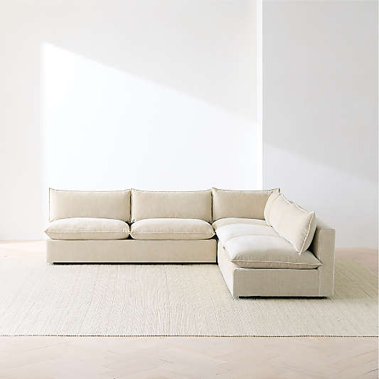 Lotus Deep Modular 3-Piece L-Shaped Armless Sectional Sofa