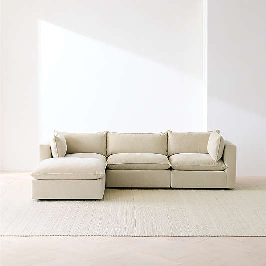 Lotus Deep Modular 4-Piece Reversible Sectional Sofa with Ottoman