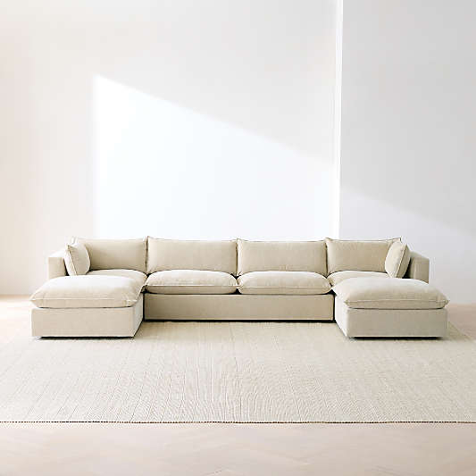 Lotus Deep Modular 5-Piece U-Shaped Sectional Sofa with Double Ottoman