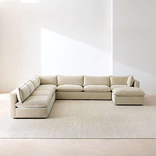Lotus Deep Modular 6-Piece L-Shaped Sectional Sofa with Ottoman