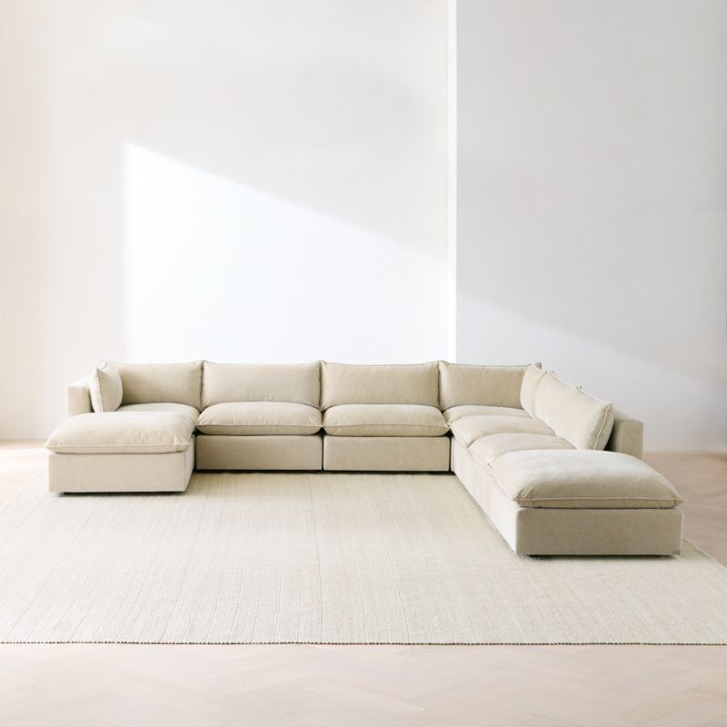 Lotus Deep Modular 7-Piece L-Shaped Sectional Sofa with Double Ottoman - image 2 of 13