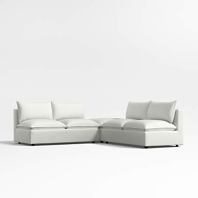 Lotus Modular 3-Piece L-Shaped Armless Sectional Sofa with Ottoman