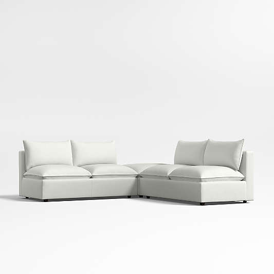 Lotus Modular 3-Piece L-Shaped Armless Sectional Sofa with Ottoman