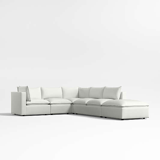 Lotus Modular 5-Piece L-Shaped Sectional Sofa with Ottoman