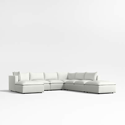 Lotus Modular 7-Piece L-Shaped Sectional Sofa with Double Ottoman
