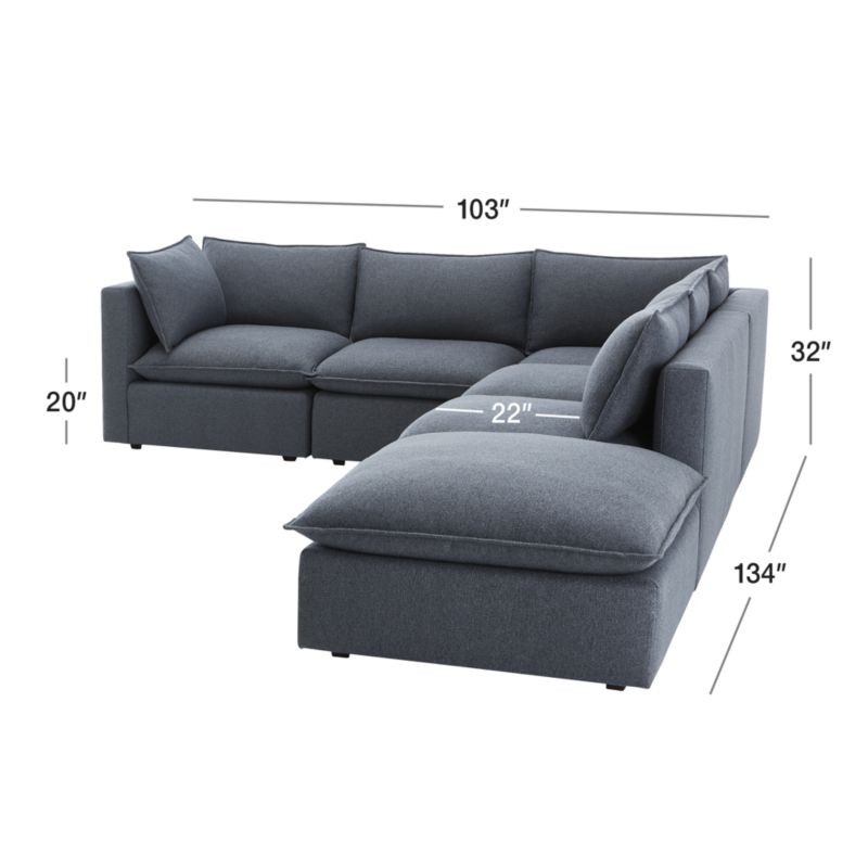 View Lotus Modular 5-Piece Sectional Sofa - image 3 of 12