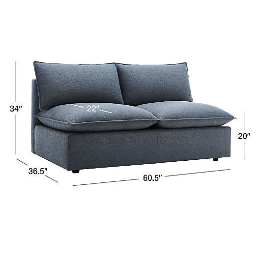 Lotus Modular Armless Loveseat Sectional Piece
