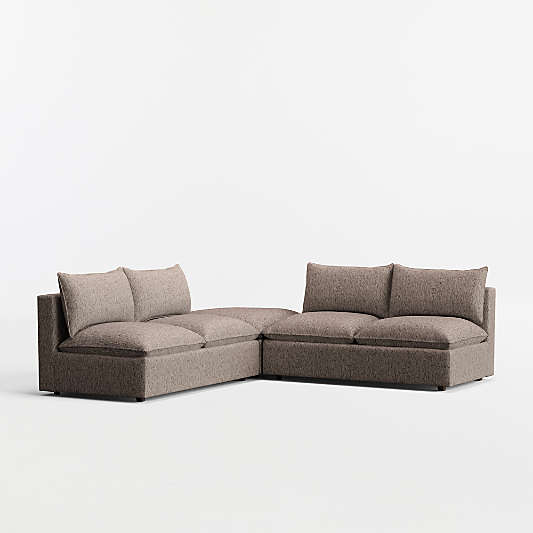 Lotus Modular 3-Piece L-Shaped Armless Sectional Sofa with Ottoman