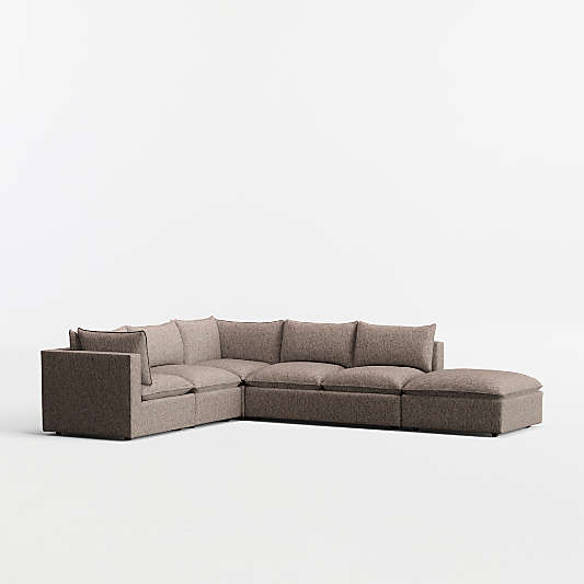 Lotus Modular 5-Piece L-Shaped Sectional Sofa with Ottoman
