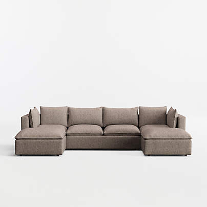Lotus Modular 5-Piece U-Shaped Sectional Sofa with Double Ottoman