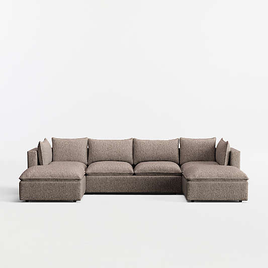 Lotus Modular 5-Piece U-Shaped Sectional Sofa with Double Ottoman