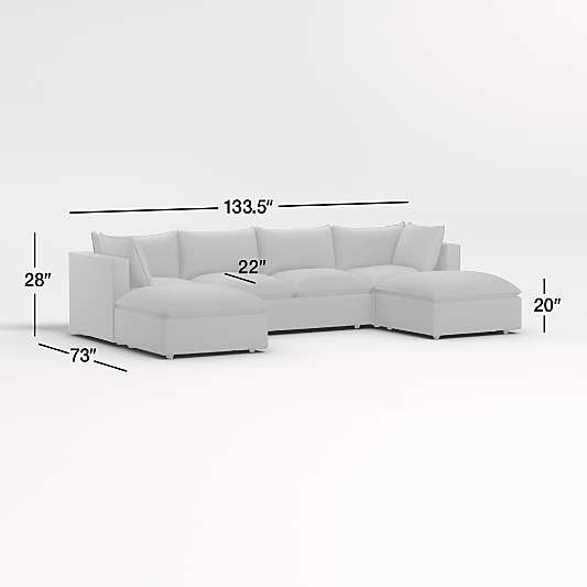 Lotus 5-Piece Sectional Sofa with Ottomans