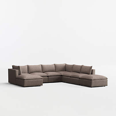 Lotus Modular 7-Piece L-Shaped Sectional Sofa with Double Ottoman