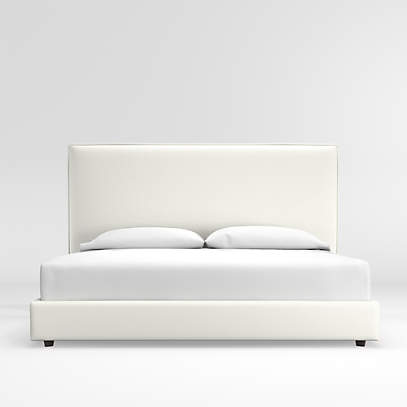 Lotus Upholstered King Bed With 53 5, White Upholstered King Bed Frame