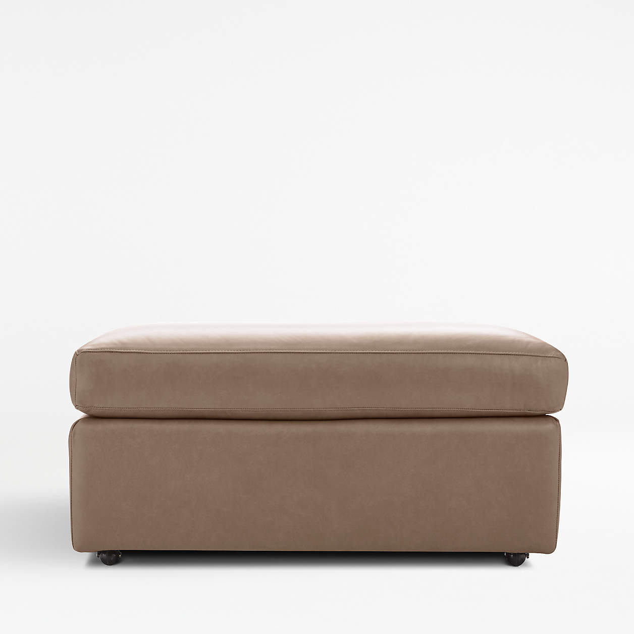 Lounge Deep Leather Ottoman with Casters 37" + Reviews Crate & Barrel