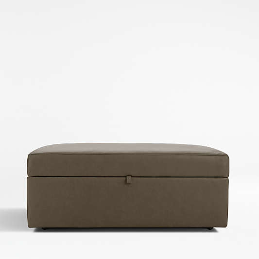 Lounge Leather Storage Ottoman with Tray