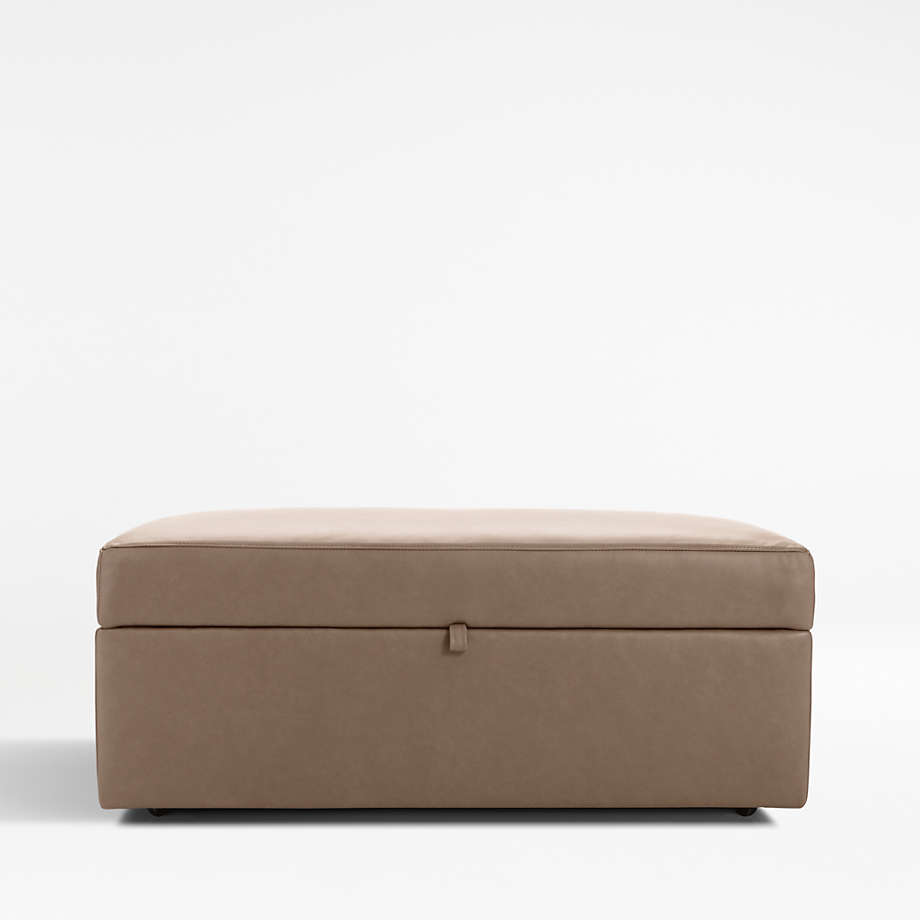 Lounge Leather Storage Ottoman With, Brown Leather Storage Ottoman With Tray