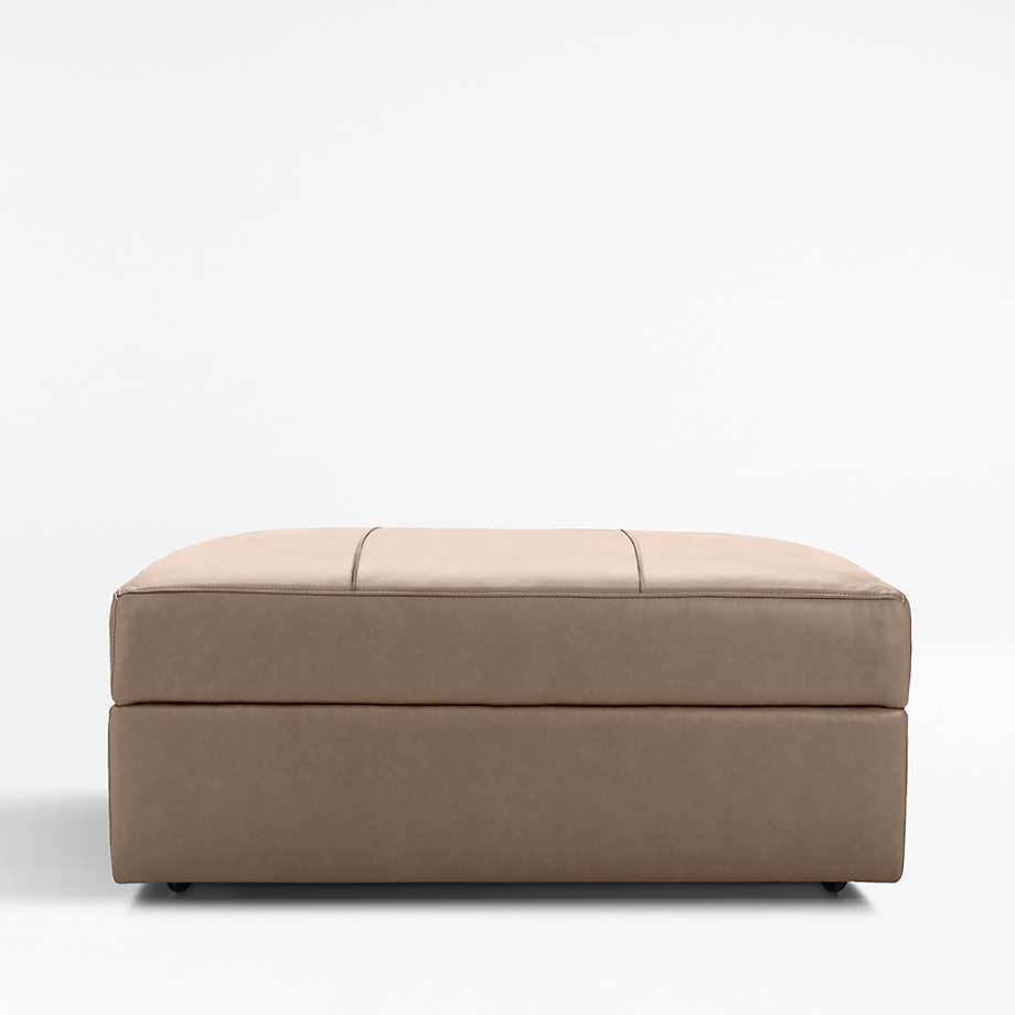 Lounge Deep Leather Storage Ottoman with Casters + Reviews Crate & Barrel