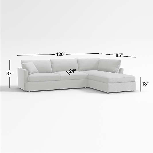 Lounge 2-Piece L-Shaped Sofa with Right-Arm Bumper