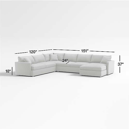 Lounge 4-Piece L-Shaped Sectional Sofa with Right-Arm Storage Chaise