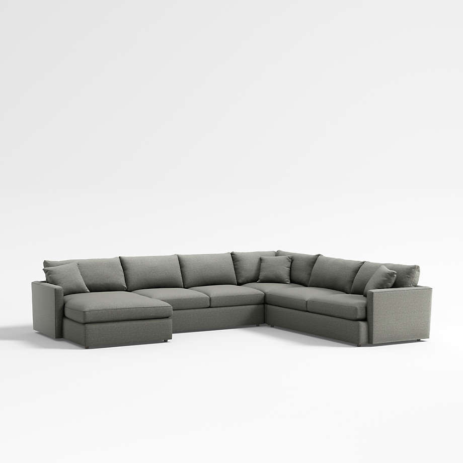 Lounge 4 Piece Petite U Shaped Sectional With Left Arm Storage Chaise 