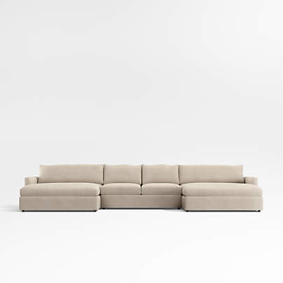 Lounge 3-Piece U-Shaped Sectional Sofa with Double Extra Wide Chaise Lounge