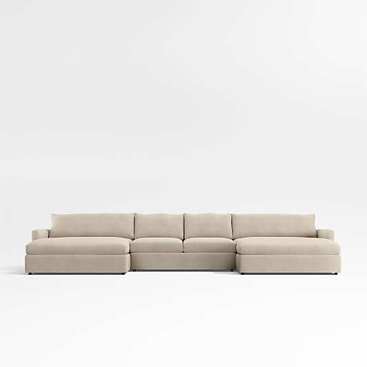 Lounge 3-Piece U-Shaped Sectional Sofa with Double Extra Wide Chaise Lounge