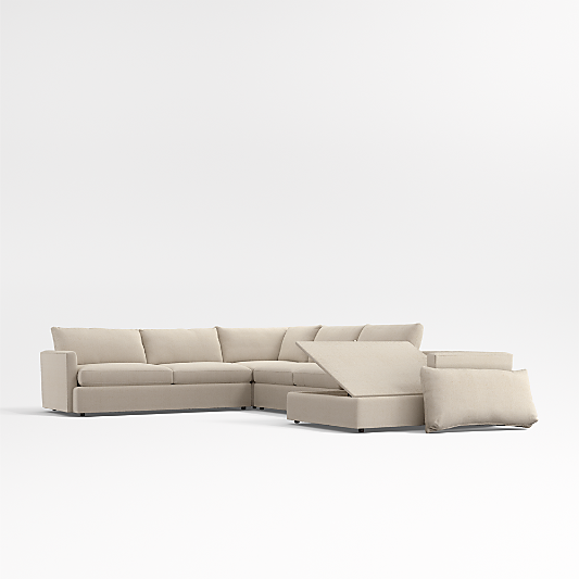 Lounge 4-Piece L-Shaped Sectional Sofa with Storage Chaise Lounge