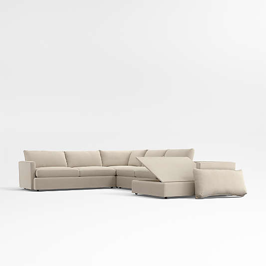 Lounge 4-Piece L-Shaped Sectional Sofa with Storage Chaise Lounge