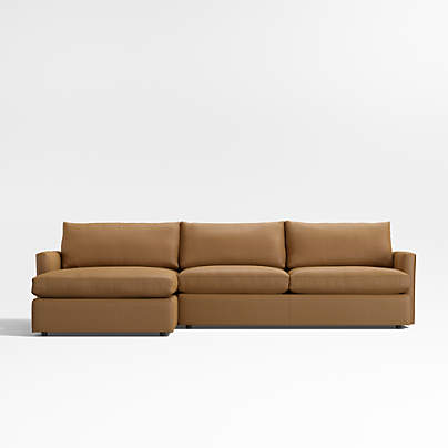 Lounge Classic Leather 2-Piece Chaise Sectional Sofa