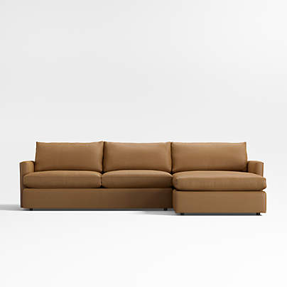 Lounge Classic 2-Piece Leather Sectional Sofa with Chaise Lounge