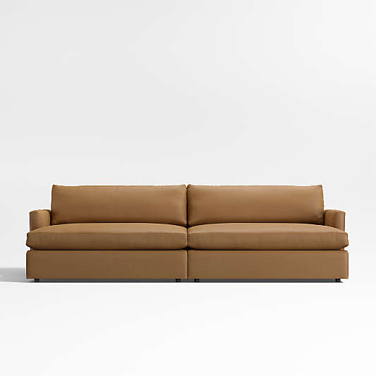 Lounge Classic 2-Piece Leather Sectional Sofa with Double Extra Wide Chaise Lounge