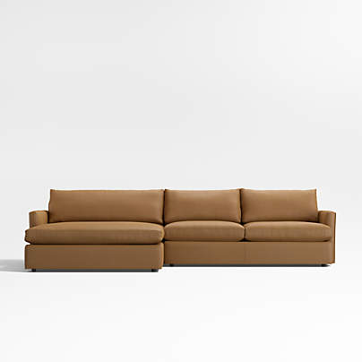 Lounge Classic 2-Piece Leather Sectional Sofa with Extra Wide Chaise Lounge