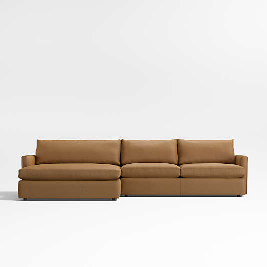 Lounge Classic 2-Piece Leather Sectional Sofa with Extra Wide Chaise Lounge