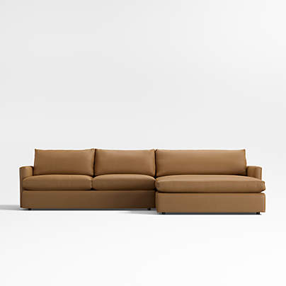 Lounge Classic 2-Piece Leather Sectional Sofa with Extra Wide Chaise Lounge