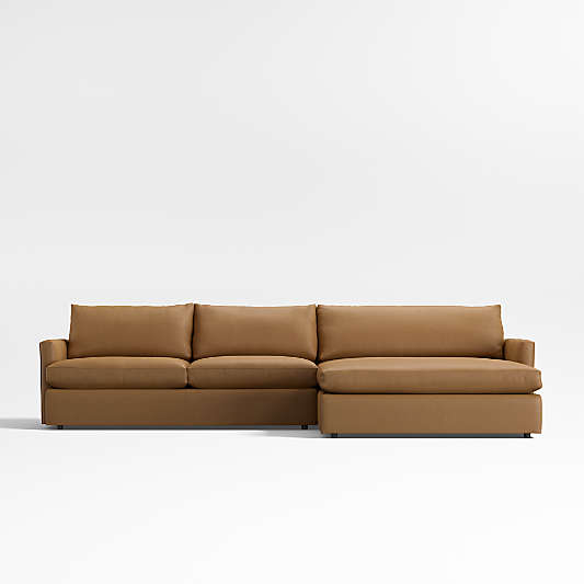Lounge Classic 2-Piece Leather Sectional Sofa with Extra Wide Chaise Lounge