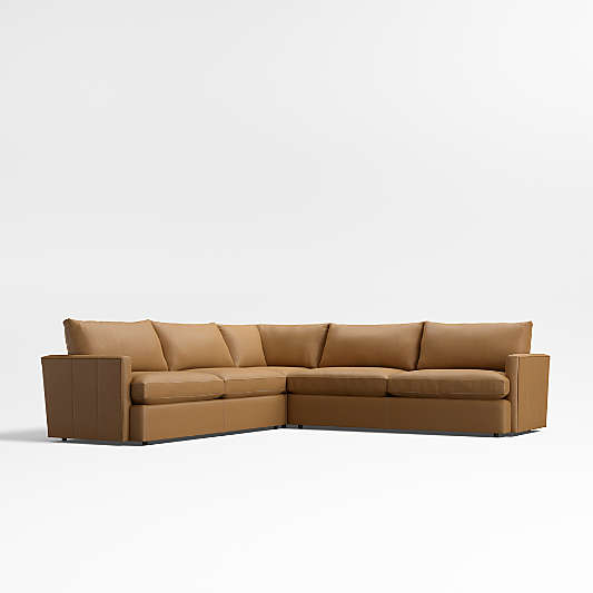 Lounge Classic 3-Piece L-Shaped Leather Sectional Sofa