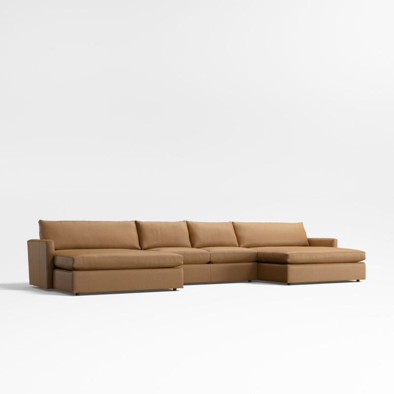 Lounge Classic Leather 3-Piece Double Chaise Sectional Sofa - image 2 of 6