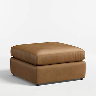 Lounge Classic 34" Leather Square Cocktail Ottoman