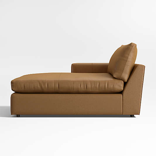 Lounge Classic Leather Left-Arm Extra Wide Chaise Lounge Sectional Piece