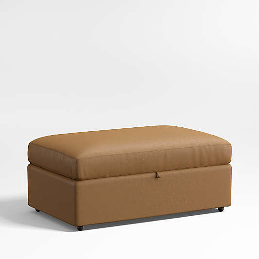 Lounge Classic Leather Storage Ottoman with Tray