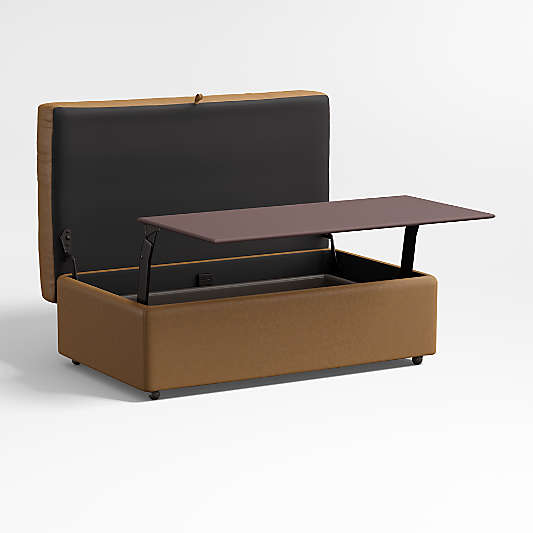 Lounge Classic 43" Leather Storage Ottoman with Tray