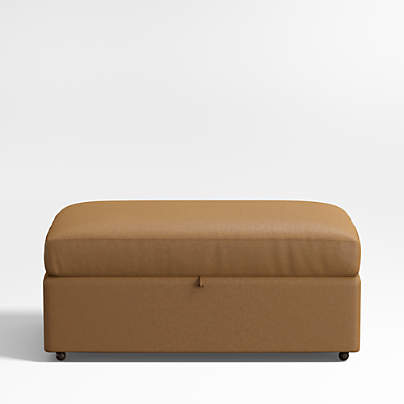 Lounge Classic Leather Storage Ottoman with Tray