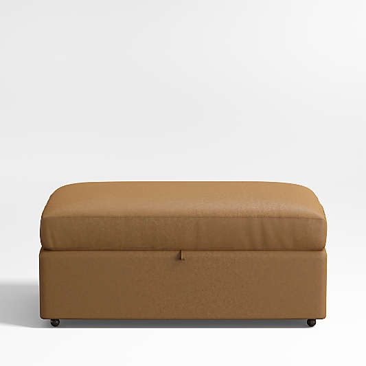 Lounge Classic 43" Leather Storage Ottoman with Tray
