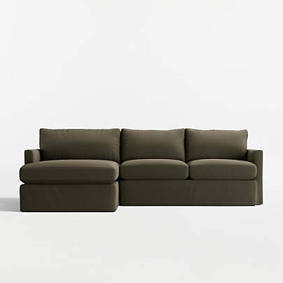 Lounge Classic 2-Piece Slipcovered Sectional Sofa with Chaise Lounge