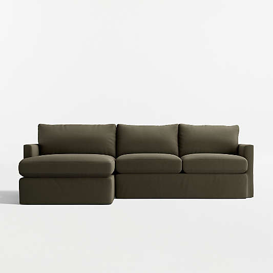 Lounge Classic 2-Piece Slipcovered Sectional Sofa with Chaise Lounge
