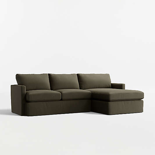 Lounge Classic 2-Piece Slipcovered Sectional Sofa with Chaise Lounge